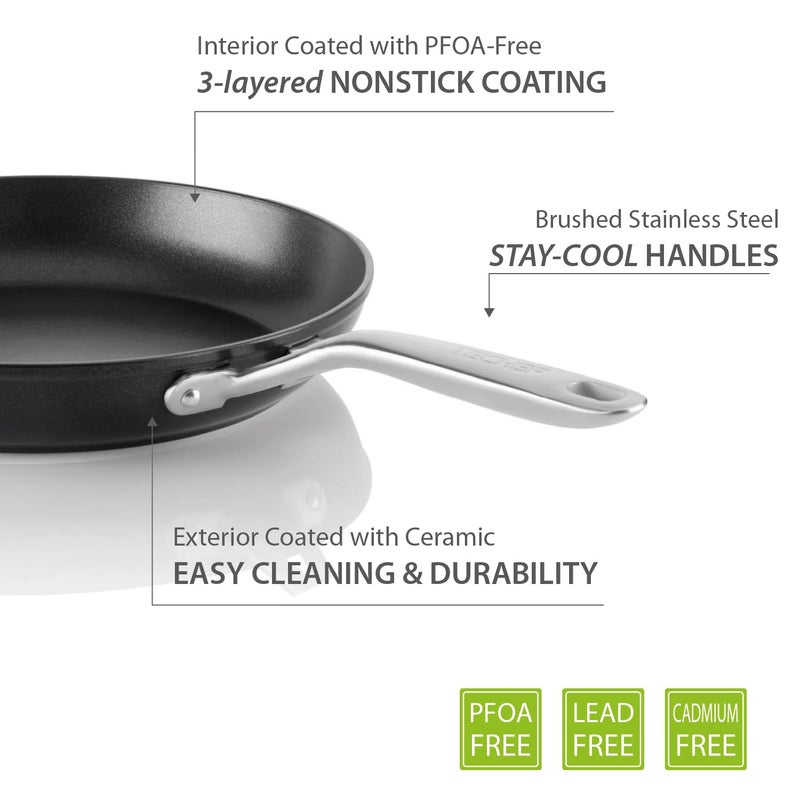 TECHEF - Onyx Collection 12-Inch Nonstick Frying Pan Skillet, PFOA-Free, Dishwasher Oven Safe, Stainless Steel Handle, Induction-Ready, Made in Korea (12-inch) - Image 4